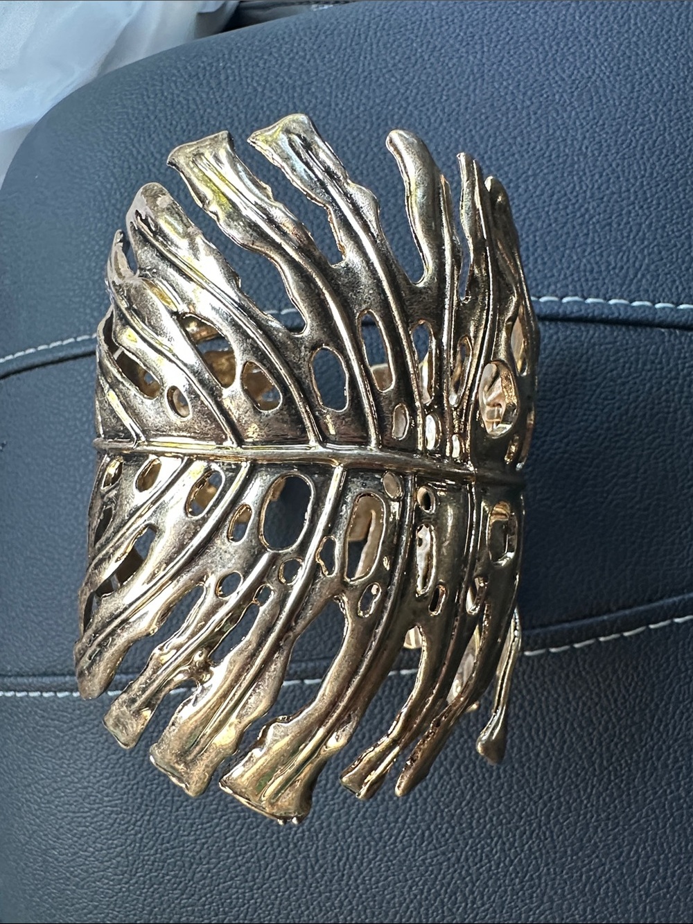 Zara Gold Leaf Cutout Cuff Bracelet